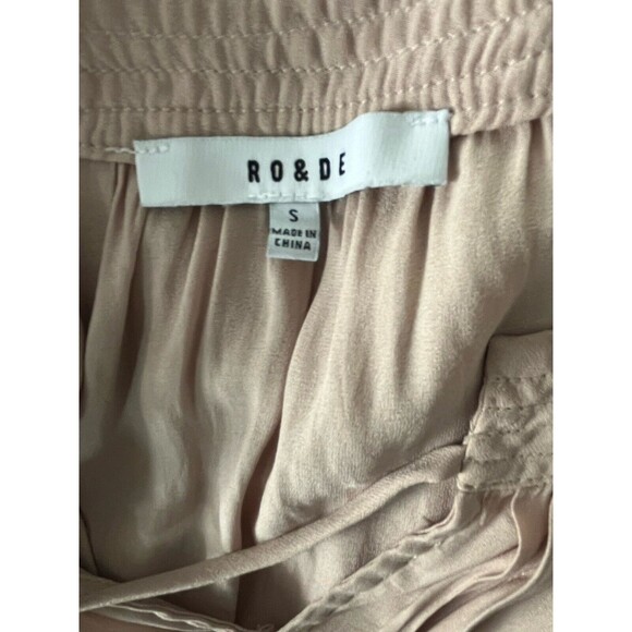 Ro & De Boho Peasant Ruffle Blouse Top Shirt Tie Keyhole Pleats Short Sleeve S M - Picture 5 of 5